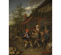 SERENDIPITP Quadri da Parete Quadri Stampe Dipinto su Tela Classico Contadini che bevono fuori da una locanda di Adriaen Jansz Van Ostade per la Decorazione Della Parete 60x90cm