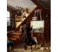 SERENDIPITP Quadri da Parete Quadri Stampe Dipinto su Tela Classico Dipingere inello studio un autoritratto Gustav Adolf Friedrich per la Decorazione Della Parete 60x90cm