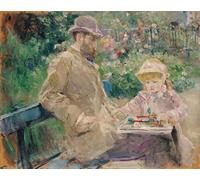 SERENDIPITP Quadri da Parete Quadri Stampe Dipinto su Tela Classico Eugene Manet con sua figlia a Bougival di Berthe Morisot per la Decorazione Della Parete 60x90cm