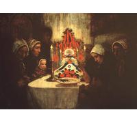 SERENDIPITP Quadri da Parete Quadri Stampe Dipinto su Tela Classico Gente di Ushant che veglia su un bambino morto di Charles Cottet per la Decorazione Della Parete 60x90cm
