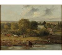 SERENDIPITP Quadri da Parete Quadri Stampe Dipinto su Tela Classico Paesaggio con una casa di campagna di Johncarmichael per la Decorazione Della Parete 60x90cm