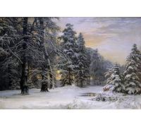 SERENDIPITP Quadri da Parete Quadri Stampe Dipinto su Tela Classico Paesaggio Invernale Al Mattino per la Decorazione Della Parete 60x90cm