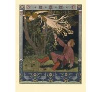 SERENDIPITP Quadri Stampe Dipinto su Tela Classico Illustrazione per il racconto di Ivan Tsarevich l'uccello di fuoco di Ivan Yakovlevich Bilibin per la Decorazione Della Parete 60x90cm