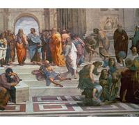 SERENDIPITP Quadri Stampe Dipinto su Tela Classico Particolare dal lato destro raffigurante Diogene sulla scalinata ed Euclide di Raffaello Sanzio Raffaello per la Decorazione Della Parete 60x90cm