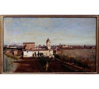 SERENDIPITP Quadri Stampe La Trinité Des Monts Vista da Villa Medicis Veduta della Chiesa di Trinità Dei Monti In. di Jean Baptiste Camille Corot per la Decorazione Della Parete 60x90cm