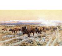 SERENDIPITP Quadri Stampe Stampe da Parete Per Quadri Quadro su Tela il Bison Trail di Charles Russell per Decorazioni per la Casa 60x90cm
