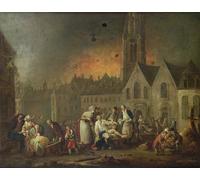 SERENDIPITP Quadri Stampe Stampe da Parete Per Quadri Quadro su Tela La Grand Place di Lille durante l'assedio di Francois Louis Watteau per Decorazioni per la Casa 60x90cm