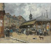 SERENDIPITP Quadri Stampe Stampe da Parete Per Quadri Quadro su Tela Mercato a Trouville Marche a Trouville di Eugene Louis Boudin per Decorazioni per la Casa 60x90cm