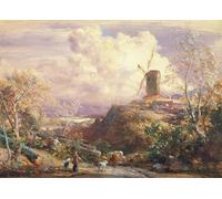 SERENDIPITP Quadri Stampe Stampe da Parete Per Quadri Quadro su Tela Mulino a vento su una collina con allevatori di bestiame di John Constable per Decorazioni per la Casa 60x90cm