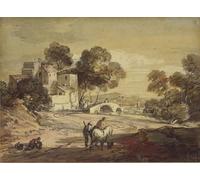 SERENDIPITP Quadri Stampe Stampe da Parete Per Quadri Quadro su Tela Paesaggio all'italiana con viaggiatori su una strada tortuosa di Gainsborough per Decorazioni per la Casa 60x90cm