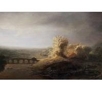SERENDIPITP Quadri Stampe Stampe da Parete Per Quadri Quadro su Tela Paesaggio di Berlino con un lungo ponte addi Rembrandt Van Rijn per Decorazioni per la Casa 60x90cm