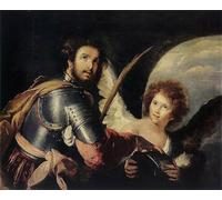 SERENDIPITP Quadri Stampe Stampe da Parete Per Quadri Quadro su Tela San Maurizio e l'angelo di Bernardo Strozzi per Decorazioni per la Casa 60x90cm