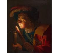 SERENDIPITP Quadri Stampe Stampe da Parete Per Quadri Quadro su Tela un ragazzo che soffia su un tizzone di Gerrit Van Honthorst per Decorazioni per la Casa 60x90cm