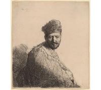 SERENDIPITP Quadri Stampe Stampe da Parete Per Quadri Quadro su Tela Uomo barbuto in un orientale di pelliccia e veste: il padre dll'artistas di Rembrandt Van Rijn per Decorazioni per la Casa 60x90cm