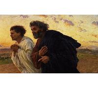 SERENDIPITP Quadri su Tela Stampa su Tela da Parete i discepoli Pietro e corrono al sepolcro la mattina della risurrezione di Eugene Burnand per L'arredamento Della Camera da Letto 60x90cm