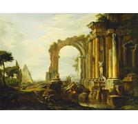SERENDIPITP Quadri su Tela Stampa su Tela da Parete un Capriiiccio di rovine classiche con la Piramide Cestia e figure in un paesaggio di Paolo Pannini per L'arredamento Della Camera da Letto 60x90cm