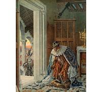 SERENDIPITP Stampe su Tela Pittura su Tela il re di Francia Louis Xi dice che il prudente ha paura della morte che arriva in armatura sulla soglia per Decorazioni per la Casa 60x90cm
