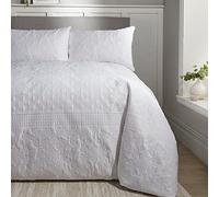 Serene - Avery Stripe - Set copripiumino finitura pesca - Super King Size in bianco