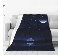 Serene Blue Night View Coperta in flanella ultra morbida, una coperta per casa, viaggi e attività all'aperto, 127 x 101,6 cm