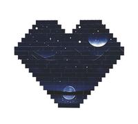 Serene Blue Night View Print Building Brick Block Puzzle - Puzzle a forma di cuore, immagine puzzle in legno