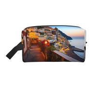 Serene Coastal - Trousse da viaggio portatile di grande capacità (modelli stampati), impermeabile, per uomini e donne, per viaggi d'affari, fitness, bagno, conservazione quotidiana, Positano Tramonto