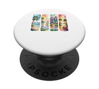 Serene costiera acquerello arte spiaggia scene PopSockets PopGrip Adesivo