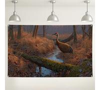 Serene Crane Forest Backdrop, sfondo fotografico ispirato alla natura, bella decorazione per eventi, scena autunnale per riunioni all'aperto, 180 x 109 cm