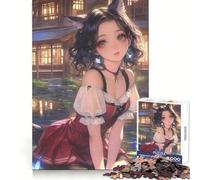 Serene FoxGirl Reflection Teenager Jigsaw Puzzle 1000 Pieces Mind Puzzle Casual Relax Image Assembly Heartfelt Gift (50x75cm)