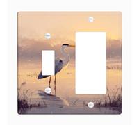 Serene Heron Light Switch Cover Piastre/Coperture Outlet, Colori pastello tenui per la decorazione della parete, Piastre da parete in materiale termoplastico, Dimensioni standard Toggle Rocker