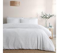 Serene - Honley Seersucker - Set copripiumino testurizzato - Letto matrimoniale in bianco