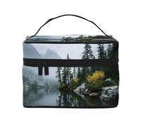 Serene Lake Reflection Print Toiletry Bag Large Cosmetic Bag Travel Makeup Bag Organizer per le donne