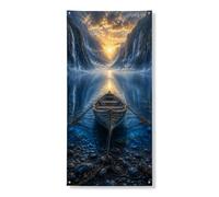Serene Mountain Lake Door Cover Banner Decorativo, Tranquillo Cascata Scenario Decorazione Porta d'ingresso, Interni Esterni Natura Appeso Sfondo Festival Vacanze Forniture 91,8 x 182,9 cm
