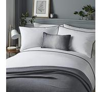 serene "pom pom Pintucks orizzontale righe e pompon set Copripiumino Matrimoniale, Grey, Super King