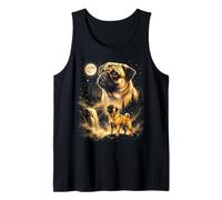 Serene Pug Dog Moonlit Forest Cascata Canine Art Canotta