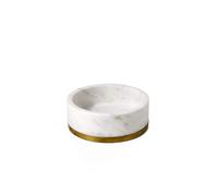 Serene Spaces Living White Marble Bowl with Brass Ring, Decorative Multi-Purpose Bowl- Use as Centerpiece Bowl, Fruit Bowl, Medium Size Measures 2"" T