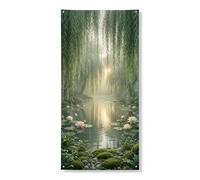 Serene - Striscione per porta con ninfee naturali, decorazione per porta d'ingresso, per interni ed esterni, da appendere, per festival, 91 x 183 cm