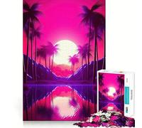 Serene Synthwave Paradise Puzzle da 1000 pezzi per adolescenti Puzzle di richiamo Build facile Relax Taglio preciso Regalo di Babbo Natale (38x52cm)