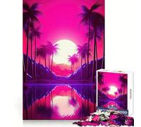 Serene Synthwave Paradise Puzzle da 1000 pezzi per adolescenti Puzzle di richiamo Build facile Relax Taglio preciso Regalo di Babbo Natale (38x52cm)