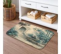Serene - Tappetino da bagno in bambù ad acquerello, stile vintage, per giardino dell'Asia orientale, antiscivolo, in memory foam, lavabile, 40,6 x 61 cm