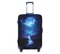 Serene Tree Moon Valley - Copribagagli da viaggio, elastico, per valigie, 45-81 cm, Nero , XL