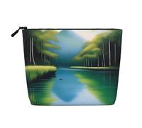 Serene Waters - Trousse per trucchi in finto lino, impermeabile, con chiusura a cerniera, per le tue esigenze quotidiane o di viaggio, Nero , Taglia unica