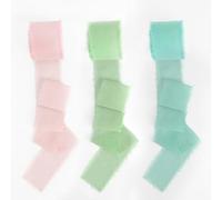SereneGLow Nastro Chiffon Verde Salvia, Rosa, Rosso e Rosa Antico - 3 Rotoli da 40 mm x 6 m - Seta - Occasioni Varie