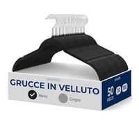 SereneLife 50 Pezzi Grucce Armadio in Velluto Antiscivolo, Design Salvaspazio 360°, Stampelle Armadio per Giacche, Camicie, Camicette, Grucce Appendiabiti Salvaspazio