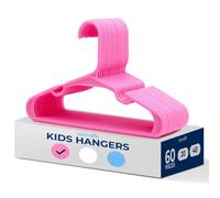 SereneLife 60 Grucce Appendiabiti in Plastica, Appendiabiti Antiscivolo e Salvaspazio per Abiti, Maglioni e Vestiti da Bambini, Stampelle Armadio Rosa