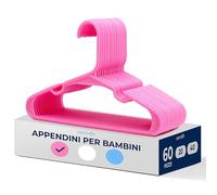 SereneLife 60 Grucce Appendiabiti in Plastica, Appendiabiti Antiscivolo e Salvaspazio per Abiti, Maglioni e Vestiti da Bambini, Stampelle Armadio Rosa