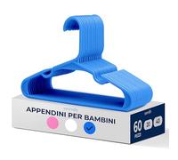 SereneLife 60 Grucce Appendiabiti in Plastica per Bambini, Appendiabiti Antiscivolo e Salvaspazio per Abiti, Maglioni e Vestiti da Bambini, Stampelle Armadio Resistenti Blu