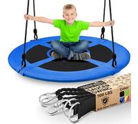SereneLife Altalena da Giardino per Bambini 102 cm Rotonda con Corde Regolabili e Kit di Fissaggio, Altalena Resistente per Esterno e Interno