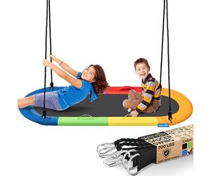 SereneLife Altalena da Giardino per Bambini 170 cm Altalena Ovale con Kit di Fissaggio Cuscino Borsa Resistente all’Acqua Portata 148 kg