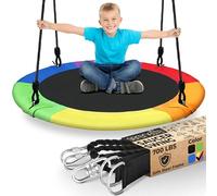 SereneLife Altalena da Giardino per Bambini con Kit di Fissaggio, Diametro 102 cm, Corde Regolabili e Girevole, Altalena Resistente per Esterno