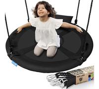 SereneLife Altalena da Giardino per Bambini Rotonda 102 cm con Kit di Fissaggio, Corda Regolabile e Altalena Girevole per Uso Esterno